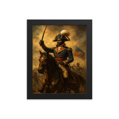 Toussaint Louverture at Vertières before the charge framed print on a plain backdrop in size 8"x10".