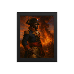 Toussaint Louverture before burning cane fields at dusk framed print on a plain backdrop in size 8"x10".