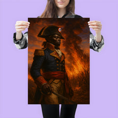 Toussaint Louverture before burning cane fields at dusk poster 3