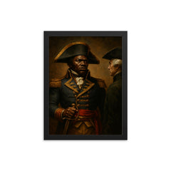Toussaint Louverture defiant colonial governor portrait framed print on a plain backdrop in size 12"x16".