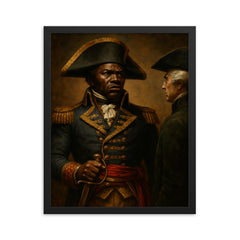 Toussaint Louverture defiant colonial governor portrait framed print on a plain backdrop in size 16"x20".