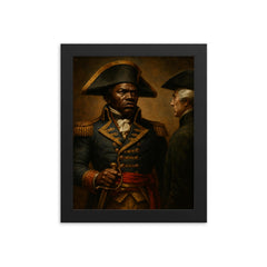 Toussaint Louverture defiant colonial governor portrait framed print on a plain backdrop in size 8"x10".