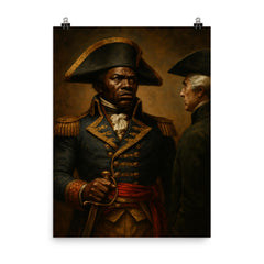 Toussaint Louverture defiant colonial governor portrait poster on a plain backdrop in size 8"x10".