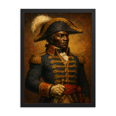 Toussaint Louverture framed print on a plain backdrop in size 18"x24".