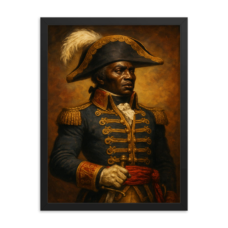 Toussaint Louverture framed print on a plain backdrop in size 18
