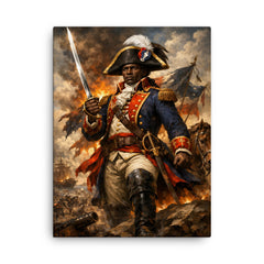 Toussaint Louverture in revolutionary uniform canvas print on a plain backdrop in size 18"x24".