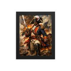 Toussaint Louverture in revolutionary uniform framed print on a plain backdrop in size 8"x10".