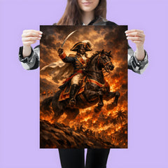 Toussaint Louverture on horseback above Saint Domingue flames poster 3