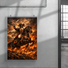 Toussaint Louverture on horseback above Saint Domingue flames poster 4