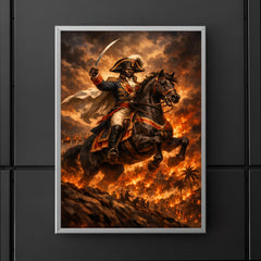 Toussaint Louverture on horseback above Saint Domingue flames poster 5