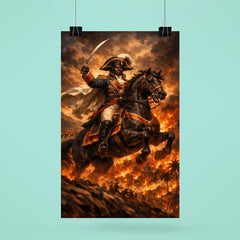 Toussaint Louverture on horseback above Saint Domingue flames poster 6