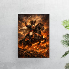 Toussaint Louverture on horseback above Saint Domingue flames poster 7