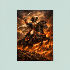 Toussaint Louverture on horseback above Saint Domingue flames poster 8