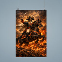 Toussaint Louverture on horseback above Saint Domingue flames poster 9