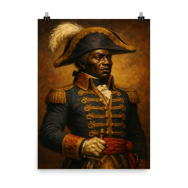 Toussaint Louverture poster on a plain backdrop in size 8
