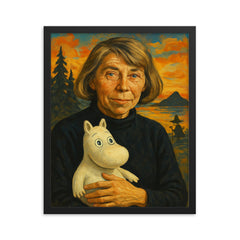 Tove Jansson framed print on a plain backdrop in size 16"x20".
