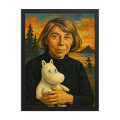 Tove Jansson framed print on a plain backdrop in size 18"x24".