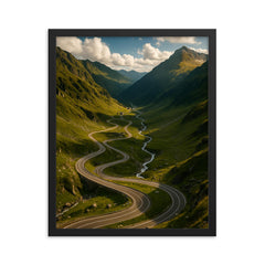 Transfagarasan Pass Romania framed print on a plain backdrop in size 16"x20".