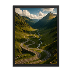 Transfagarasan Pass Romania framed print on a plain backdrop in size 18"x24".