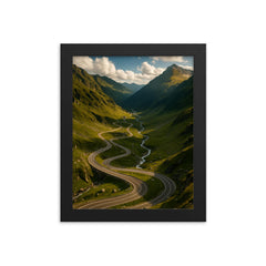 Transfagarasan Pass Romania framed print on a plain backdrop in size 8"x10".