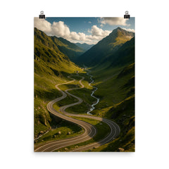 Transfagarasan Pass Romania poster on a plain backdrop in size 8"x10".