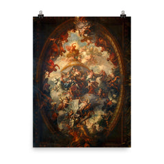 Triumph of Peace and Liberty over Tyranny by James Thornhill, 1708-1712 poster on a plain backdrop in size 8"x10".