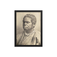 Truganini framed print on a plain backdrop in size 12"x16".
