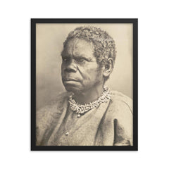Truganini framed print on a plain backdrop in size 16"x20".