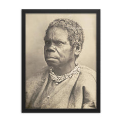 Truganini framed print on a plain backdrop in size 18"x24".