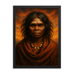 Truganini framed print on a plain backdrop in size 18"x24".
