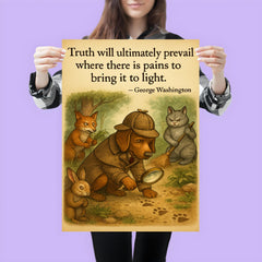 Truth prevails George Washington quote detective dog following clues inspiring poster poster 3