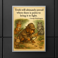 Truth prevails George Washington quote detective dog following clues inspiring poster poster 5