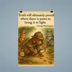 Truth prevails George Washington quote detective dog following clues inspiring poster poster 9