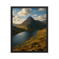 Tryfan and Ogwen Valley Wales framed print on a plain backdrop in size 16"x20".