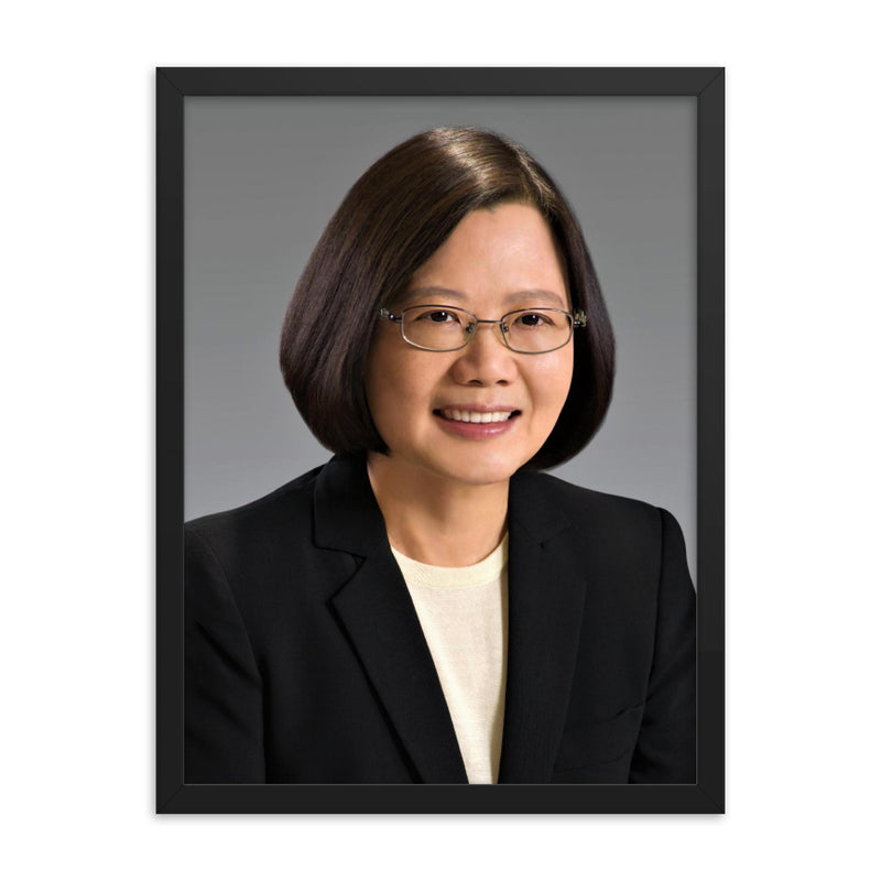 Tsai Ing-wen framed print on a plain backdrop in size 18