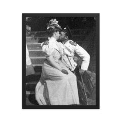 Tsar Nicholas II Kissing Alexandra Feodorovna, 1890s framed print on a plain backdrop in size 16"x20".