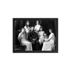 Tsar Nicholas II of Russia and His Family, 1913 framed print on a plain backdrop in size 12"x16".