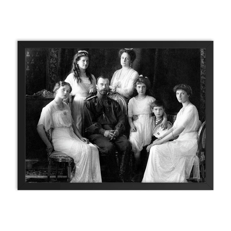 Tsar Nicholas II of Russia and His Family, 1913 framed print on a plain backdrop in size 18