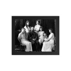 Tsar Nicholas II of Russia and His Family, 1913 framed print on a plain backdrop in size 8"x10".