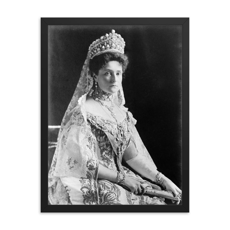 Tsarina Alexandra framed print on a plain backdrop in size 18