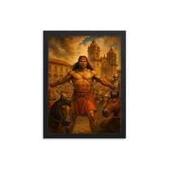 Tupac Amaru II before execution square framed print on a plain backdrop in size 12"x16".