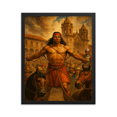 Tupac Amaru II before execution square framed print on a plain backdrop in size 16"x20".