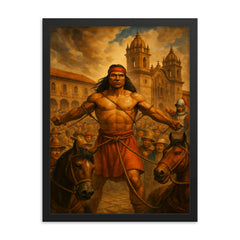 Tupac Amaru II before execution square framed print on a plain backdrop in size 18"x24".