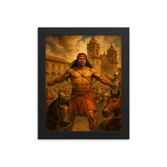 Tupac Amaru II before execution square framed print on a plain backdrop in size 8"x10".