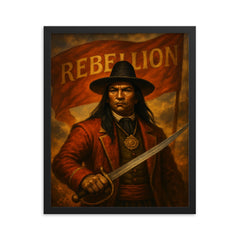 Tupac Amaru II before rebellion banner framed print on a plain backdrop in size 16"x20".