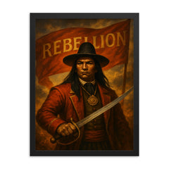 Tupac Amaru II before rebellion banner framed print on a plain backdrop in size 18"x24".