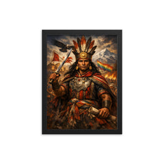 Tupac Amaru II in Andean rebellion attire framed print on a plain backdrop in size 12"x16".
