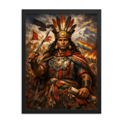 Tupac Amaru II in Andean rebellion attire framed print on a plain backdrop in size 18"x24".