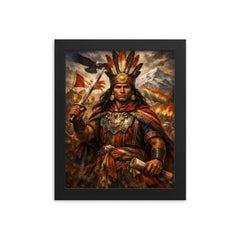 Tupac Amaru II in Andean rebellion attire framed print on a plain backdrop in size 8"x10".