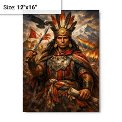 Tupac Amaru II in Andean rebellion attire metal print on a plain backdrop in size 12"x16".